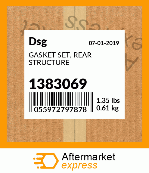 Spare part 1383069 + GASKET SET, REAR STRUCTURE