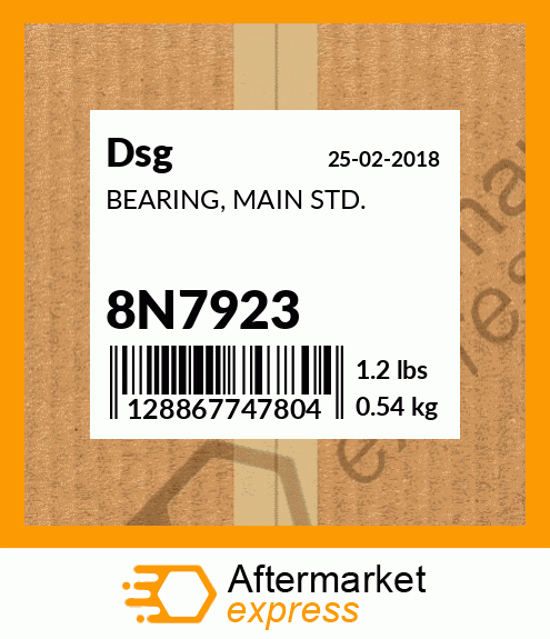 Spare part 8N7923 + BEARING, MAIN STD.