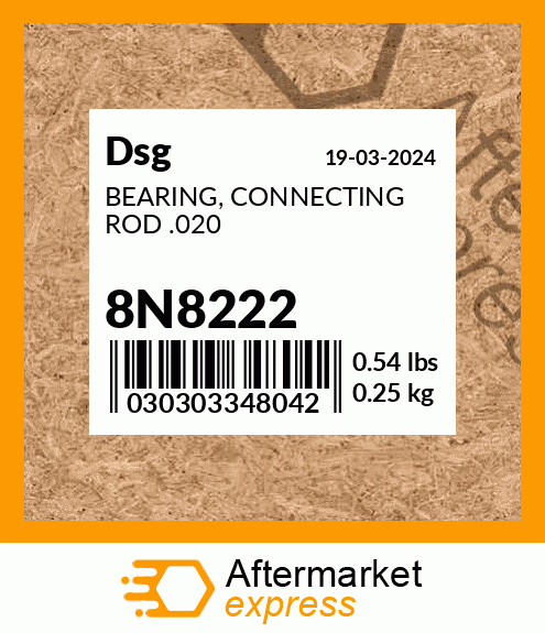 Spare part 8N8222 + BEARING, CONNECTING ROD .020