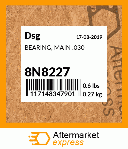 Spare part 8N8227 + BEARING, MAIN .030