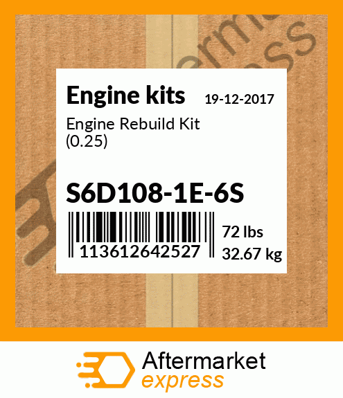 Spare part S6D108-1E-6S + Engine Rebuild Kit (0.25)