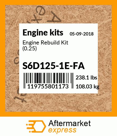 Spare part S6D125-1E-FA + Engine Rebuild Kit (0.25)