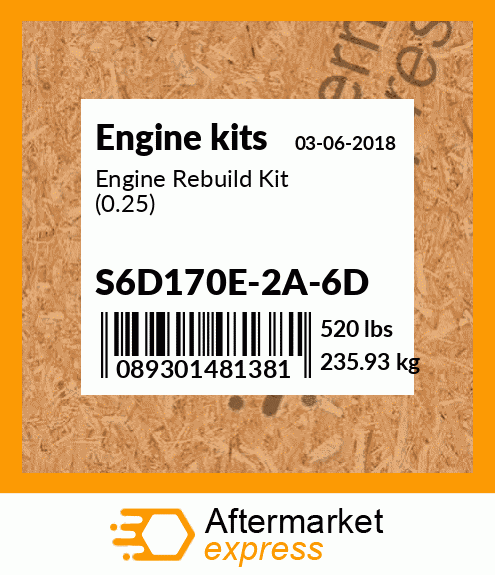 Spare part S6D170E-2A-6D + Engine Rebuild Kit (0.25)