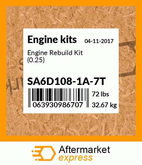 Spare part SA6D108-1A-7T + Engine Rebuild Kit (0.25)