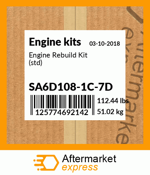 Spare part SA6D108-1C-7D + Engine Rebuild Kit (std)