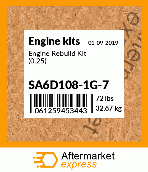 Spare part SA6D108-1G-7 + Engine Rebuild Kit (0.25)