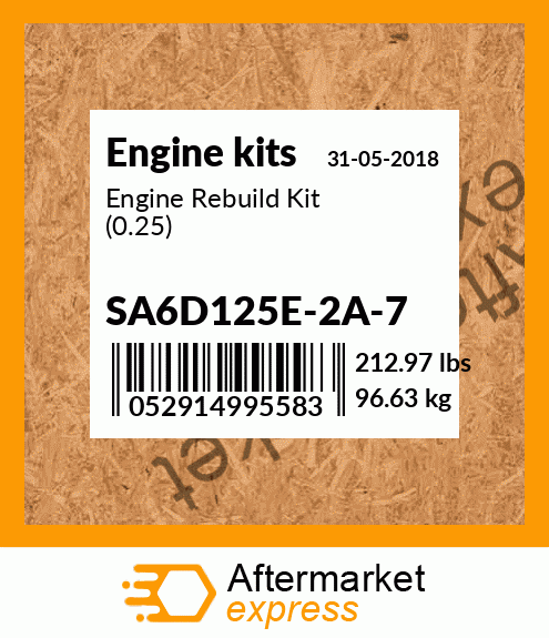 Spare part SA6D125E-2A-7 + Engine Rebuild Kit (0.25)