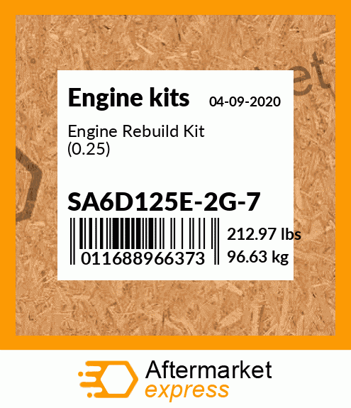 Spare part SA6D125E-2G-7 + Engine Rebuild Kit (0.25)