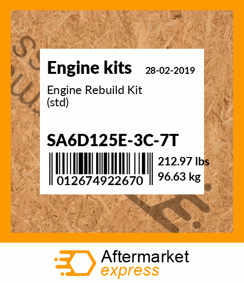 Spare part SA6D125E-3C-7T + Engine Rebuild Kit (std)