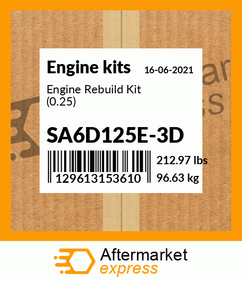 Spare part SA6D125E-3D + Engine Rebuild Kit (0.25)