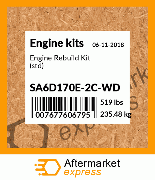 Spare part SA6D170E-2C-WD + Engine Rebuild Kit (std)