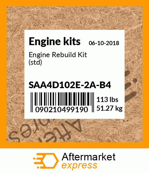 Spare part SAA4D102E-2A-B4 + Engine Rebuild Kit (std)