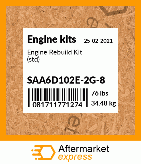 Spare part SAA6D102E-2G-8 + Engine Rebuild Kit (std)