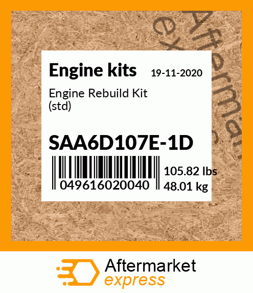 Spare part SAA6D107E-1D + Engine Rebuild Kit (std)