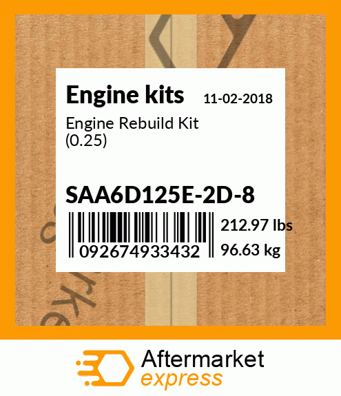 Spare part SAA6D125E-2D-8 + Engine Rebuild Kit (0.25)