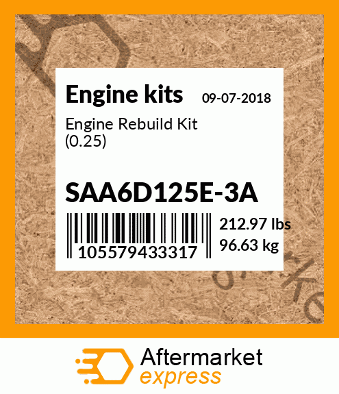 Spare part SAA6D125E-3A + Engine Rebuild Kit (0.25)