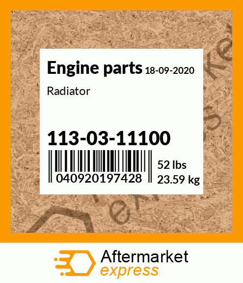 Spare part 113-03-11100 + Radiator