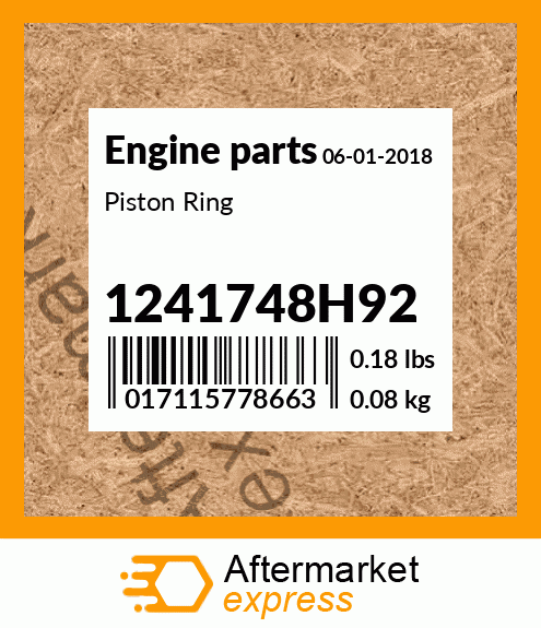 Spare part 1241748H92 + Piston Ring