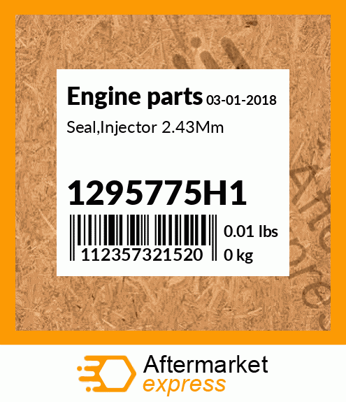 Spare part 1295775H1 + Seal,Injector 2.43Mm