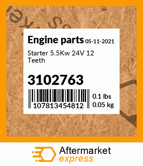 Spare part 3102763 + Starter 5.5Kw 24V 12 Teeth