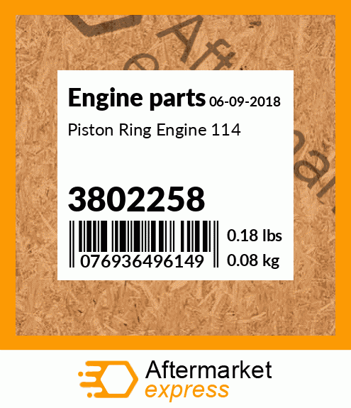 Spare part 3802258 + Piston Ring Engine 114