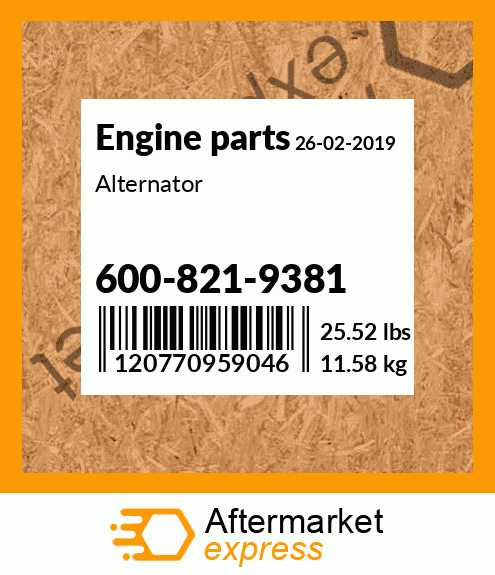 Spare part 600-821-9381 + Alternator