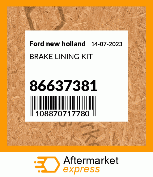 Spare part 86637381 + BRAKE LINING KIT