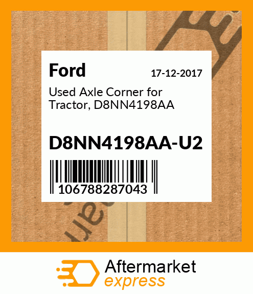 Spare part D8NN4198AA-U2 + Used Axle Corner for Tractor, D8NN4198AA