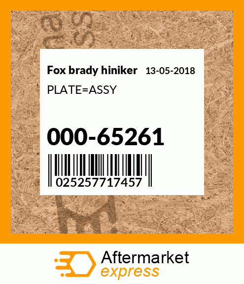 Spare part 000-65261 + PLATE_ASSY