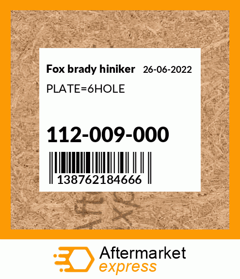 Spare part 112-009-000 + PLATE_6HOLE