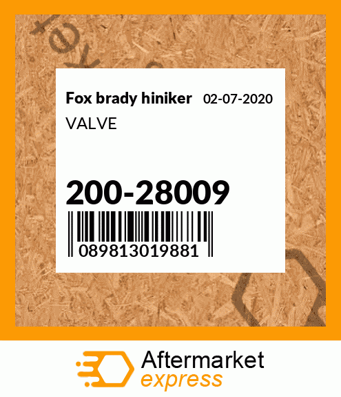 Spare part 200-28009 + VALVE