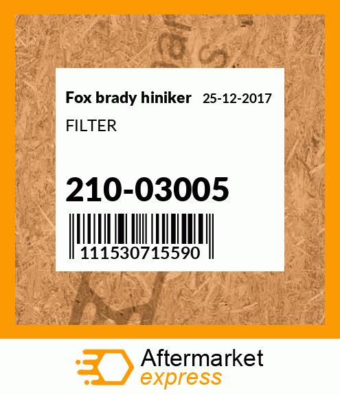 Spare part 210-03005 + FILTER