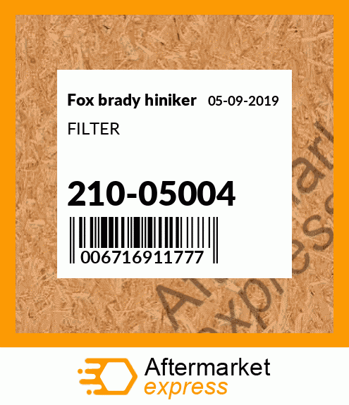 Spare part 210-05004 + FILTER