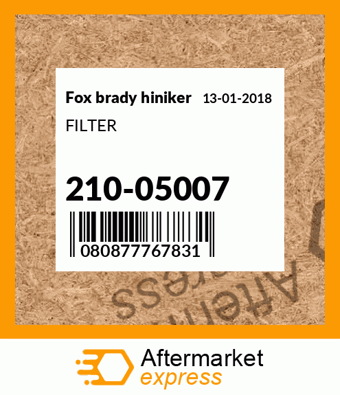 Spare part 210-05007 + FILTER