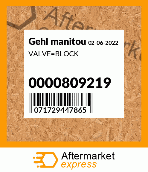 Spare part 0000809219 + VALVE_BLOCK