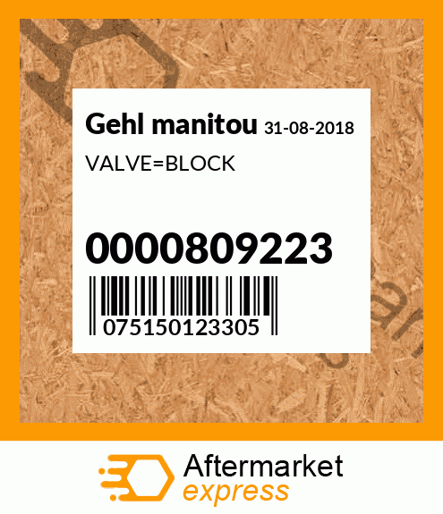 Spare part 0000809223 + VALVE_BLOCK