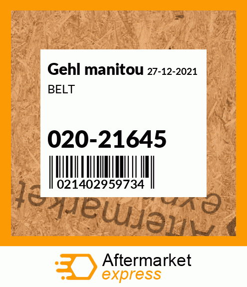 Spare part 020-21645 + BELT