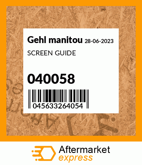 Spare part 040058 + SCREEN GUIDE