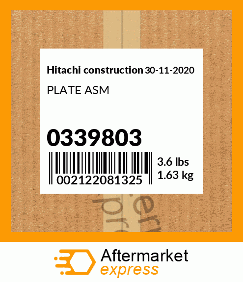 Spare part 0339803 + PLATE ASM