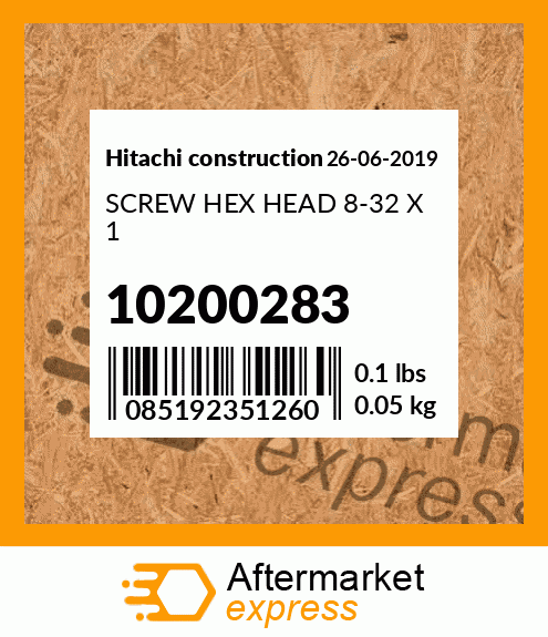 Spare part 10200283 + SCREW HEX HEAD 8-32 X 1