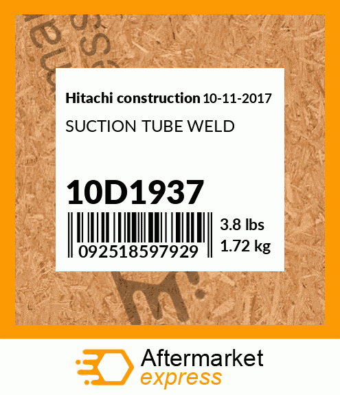 Spare part 10D1937 + SUCTION TUBE WELD