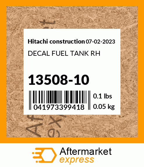 Spare part 13508-10 + DECAL FUEL TANK RH