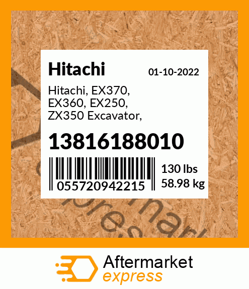 Spare part 13816188010 + Hitachi, EX370, EX360, EX250, ZX350 Excavator, Radiator IR