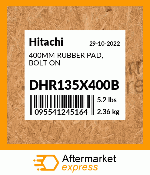 Spare part DHR135X400B + 400MM RUBBER PAD, BOLT ON