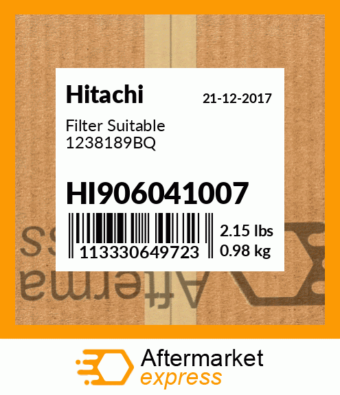 Spare part HI906041007 + Filter Suitable 1238189BQ