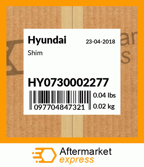 Spare part HY0730002277 + Shim