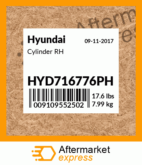 Spare part HYD716776PH + Cylinder RH