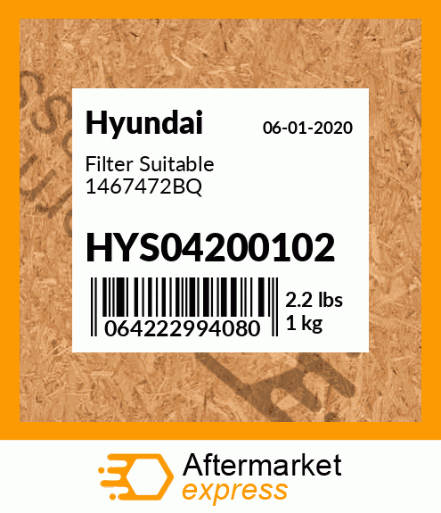 Spare part HYS04200102 + Filter Suitable 1467472BQ