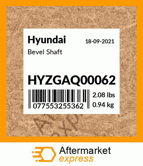 Spare part HYZGAQ00062 + Bevel Shaft