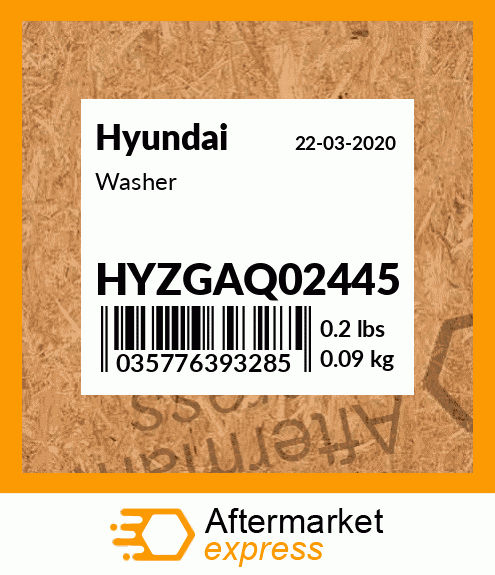 Spare part HYZGAQ02445 + Washer